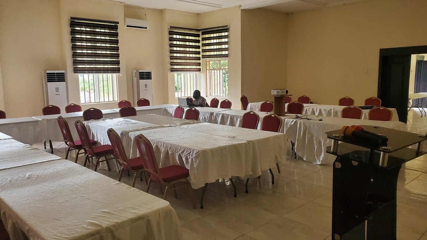 Conference Hall 3 with tables, projector and lectern